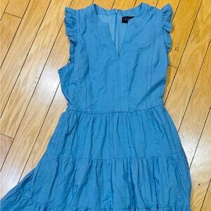 Laundry By Shelli Segal Light Blue Eyelet Tiered Midi Dress